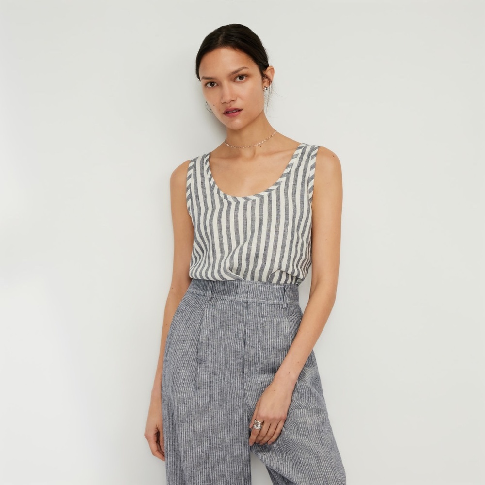 Everlane The Scoop Tank in Linen Grey Base - Size 16